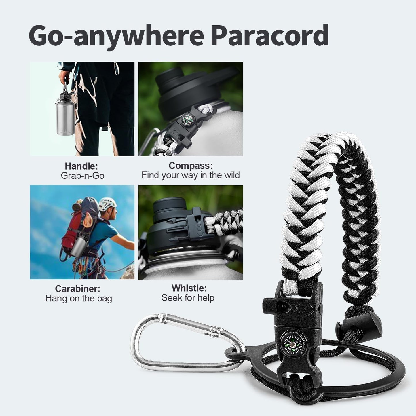 64 oz Insulated Water Bottle with Straw (Cold for 48 Hrs), Half Gallon Stainless Steel Triple Wall Vacuum Sports Water Jug, Leakproof Hydro Cup Flask with Straw Spout Lids & DIY Stickers