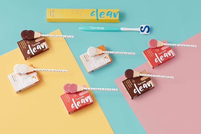 SuperMouth® Single Scoop Tongue Scraper for Toddlers & Kids Ages 2-5 – Dual-Sided Brush & Scraper Removes Odor-Causing Buildup, Fights Bad Breath, Gentle Easy-Grip Design, 3 Scents, Early Oral Care