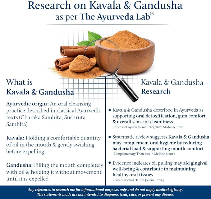 Blue Nectar Cinnamon Mouth Pulling Oil for Kavala Gandusha Oral Hygiene Ritual | Ayurvedic Mouthwash for Fresh Breath,Daily Oral Care & Helps Maintain Fresh Gums (9 Herbs, 6.76 Fl Oz)