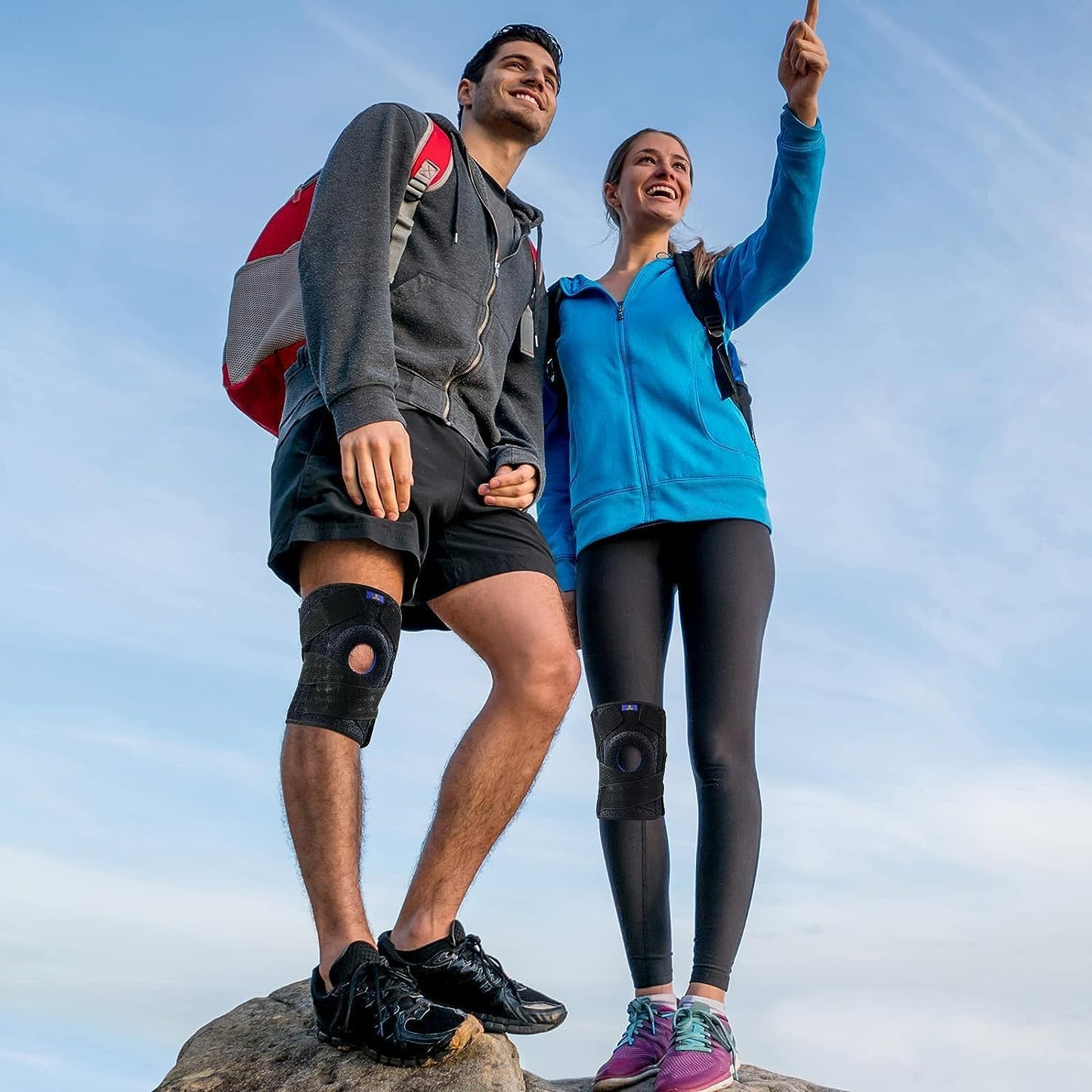 ABYON Knee Brace for Men & Women Meniscus Tear, Plus Size Knee Support with Dual Side Stabilizers & Crossed Compression Straps for Knee Pain Relief, ACL, Arthritis and Post-Surgery Recovery - Please Check How To Size Video