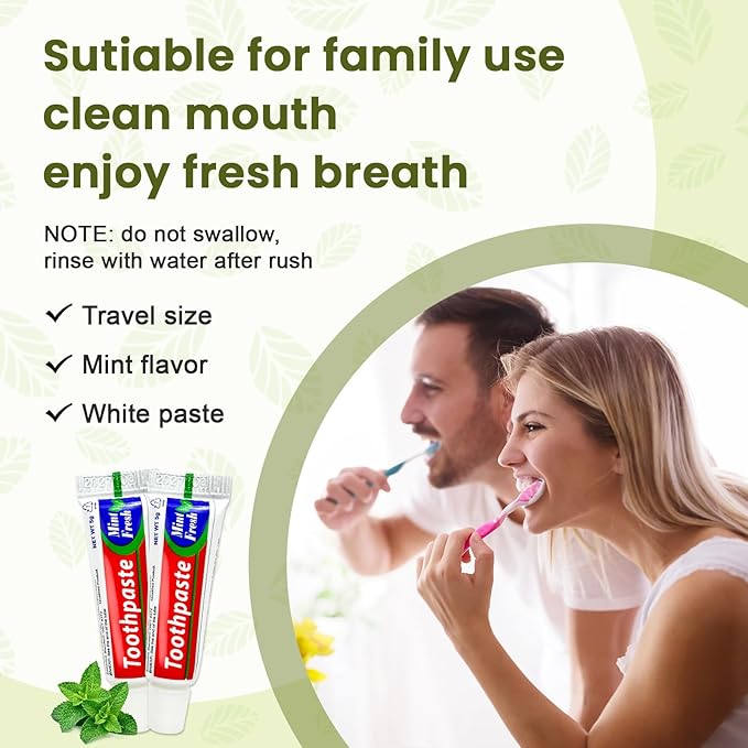 100 pcs Bulk Travel Size Toothpaste,0.176 oz Extra Small Toothpaste Travel Size Bulk Disposable for Hotel, Guests, Homeless, Charity, Mint (Mini Size, Only for Single Use)