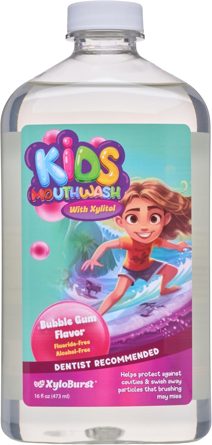 Xyloburst Oral Rinse Kids Mouthwash - Natural Xylitol Mouthwash, Fluoride Free Mouth Rinse with Aloe Vera, Alcohol Free, 16 fl oz