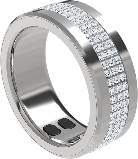 Jewels Smart Ring Health Tracker 18.2mm, 5 Days Working Time, Sports Mode, Sleep Monitor, Heart Rate, Calorie Counter, Blood Oxygen – Silver