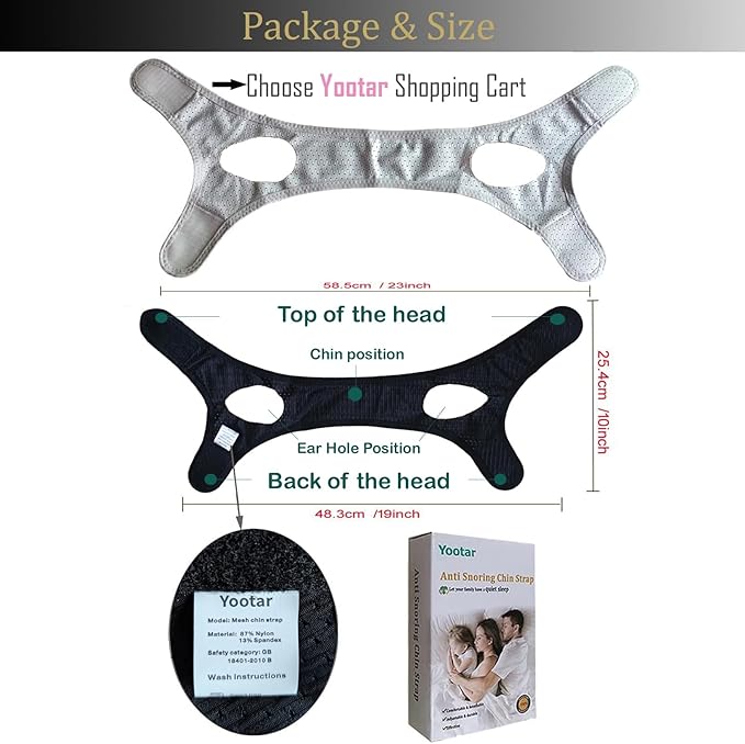 Chin Strap for Cpap Users, 2 Pack Black & Grey Comfortable Mesh Anti Snoring Chin Straps for Men Women, Upgraded Adjustable Cpap Chin Strap to Keep Mouth Closed While Sleeping(2 Pack), Medium