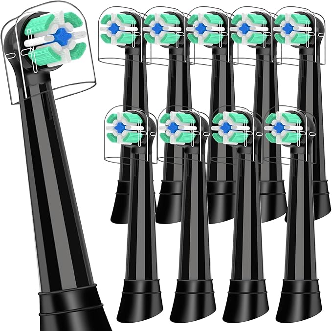 10 Pcs IO Replacement Heads Compatible with Oral B IO 2/3/4/5/6/7/8/9/10 Series Electric Toothbrush, Brush Heads Compatible with Oral B IO for Teeth Cleaning and Gum Protection (Black)