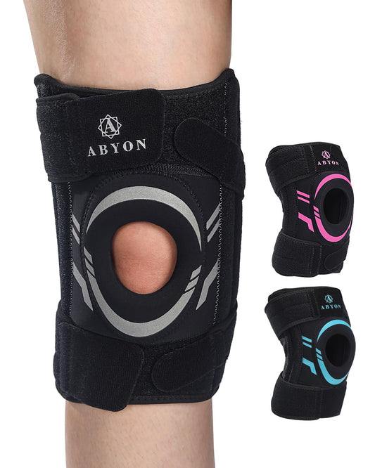 ABYON Knee Brace for Pain Relief, Meniscus Tear, Arthritis, ACL and Joint Support – Open Patella Dual Side Stabilizer Knee Support with Medical-Grade Compression for Men and Women - Please Check How To Size Video