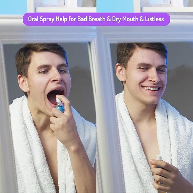 Oral Spray for Adults, Mouth Freshening Spray, Portable Peppermint Oral Freshener, Alcohol & Fluoride-Free Oral Care Mouth Spray, Travel, Dates, Office, Dry & Bad Breath,0.5fl.oz (Pink)