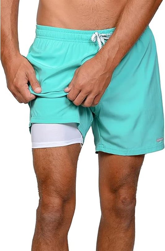 INGEAR Men's Athletic Stretch Workout Shorts Gym Quick Dry Running Trunks Boxer Lining
