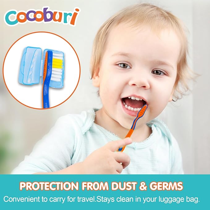 Dinosaurs 4-Piece Toothbrush Set Kid's Toothbrush Set Kids Travel Set Toothbrush, Toothbrush Cap, Cup Included and Carry Bag