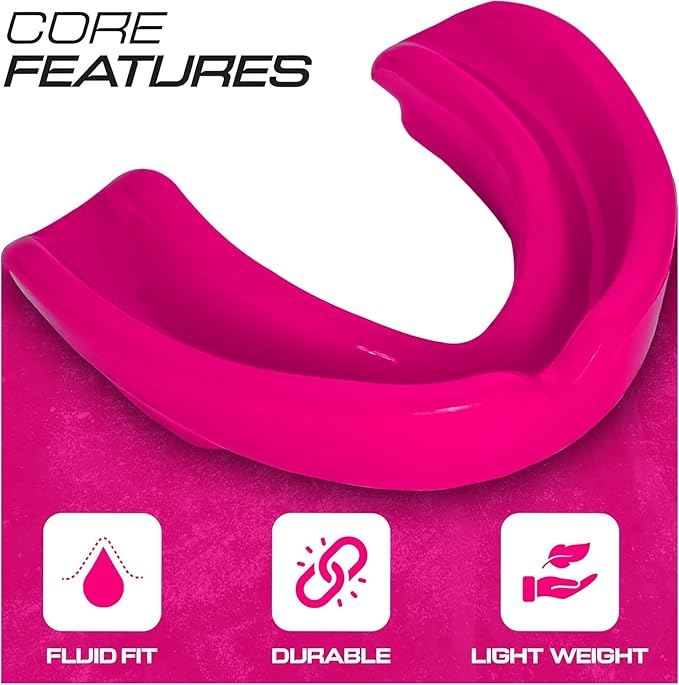 Sports Mouth Guard for Kids,Youth,Boys,Girls,Child Teen Mouthguard with Case (BPA Free) for Boxing, Martial Arts,MMA Karate,Lacrosse,Football,Soccer and All Contact Sports (Pink)