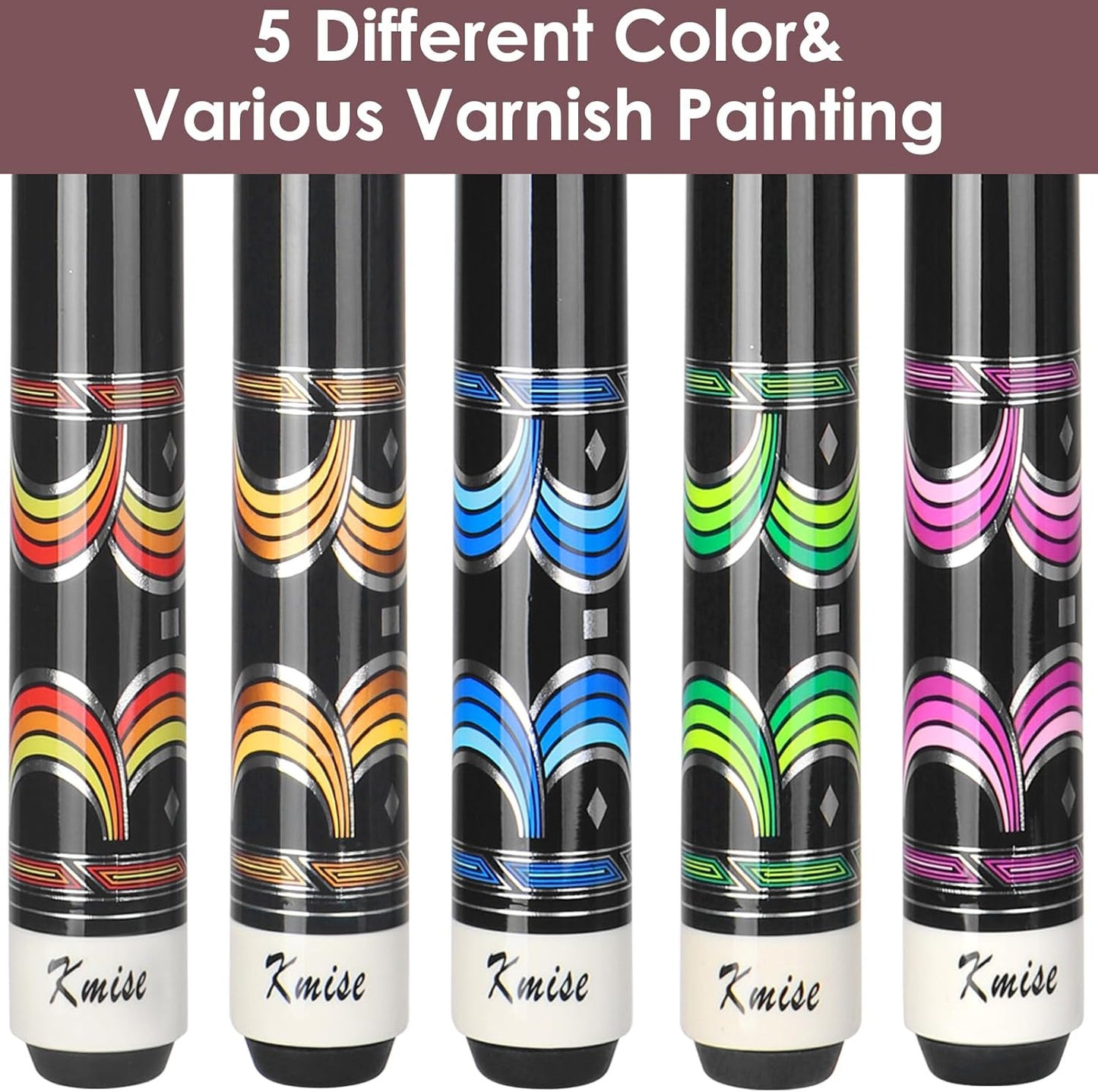 Kmise Pool Cue Stick Set - 58 Inch Pool Cues, 18~21Oz Canadian Maple Professional Billiard Cues Sticks, Pool Sticks for Adults, Multiple Colors, Pool Stick for Bar House Pool Tables Sports