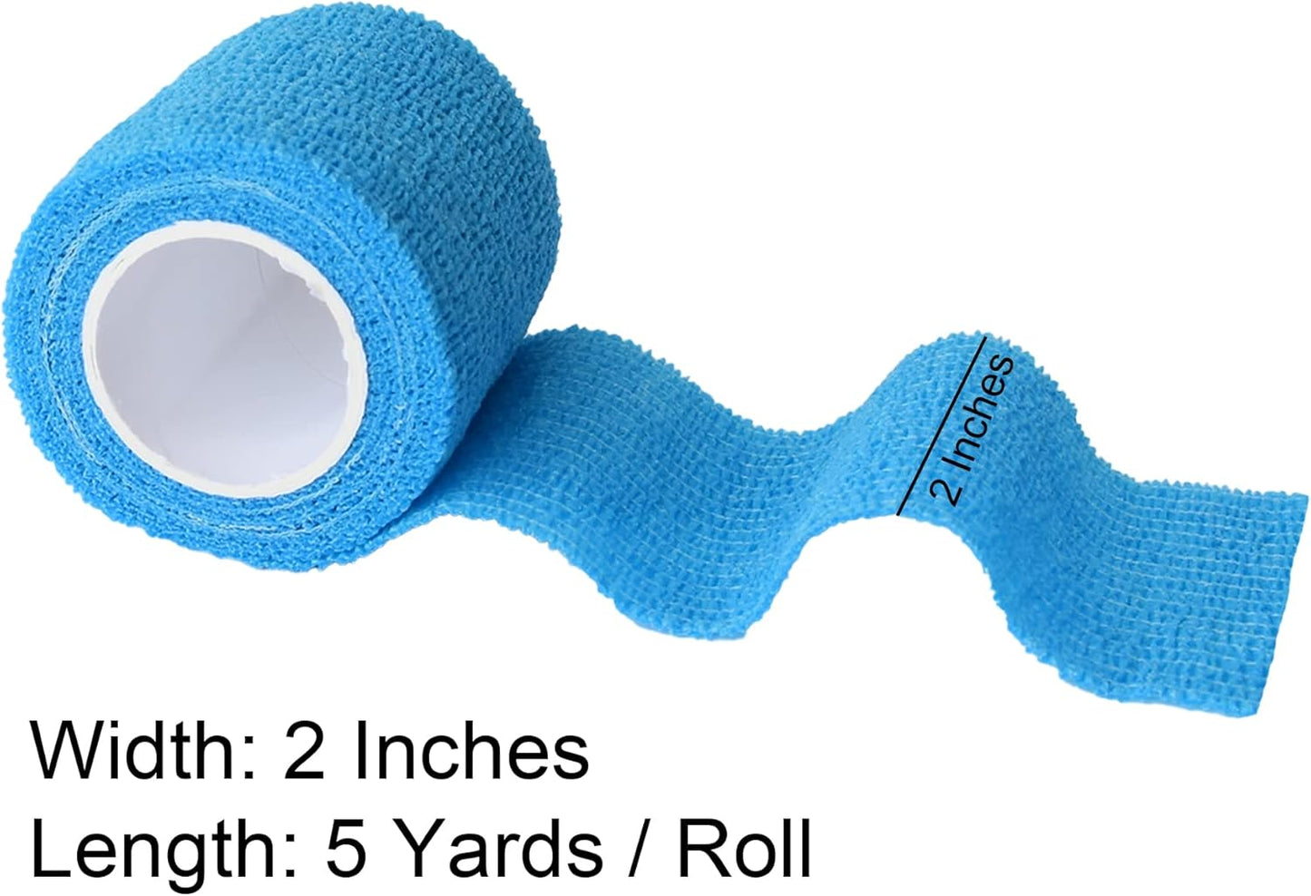 15 Pack Cohesive Wrap 2 Inch x 5 Yards Self Adherent Vet Tape for Pets, Elastic Self Adhesive Bandage Wrap for Sports, Finger, Wrist, Ankle (Blue)