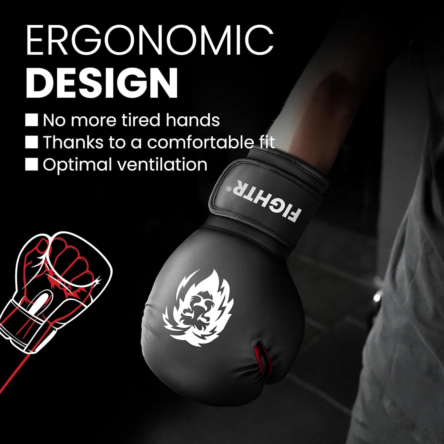 FIGHTR® Boxing Gloves - Maximum Protection & Stability | Boxing Gloves for Boxing, MMA, Muay Thai & Kickboxing | Sizes 8-16 oz