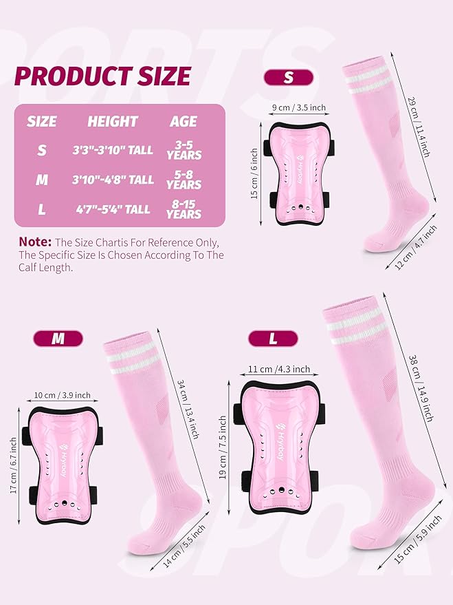 Kids Soccer Shin Guards and Socks Toddler Soccer Shin Pads Protective Defender Gear for 3-15 Years Old Youth Boys Girls
