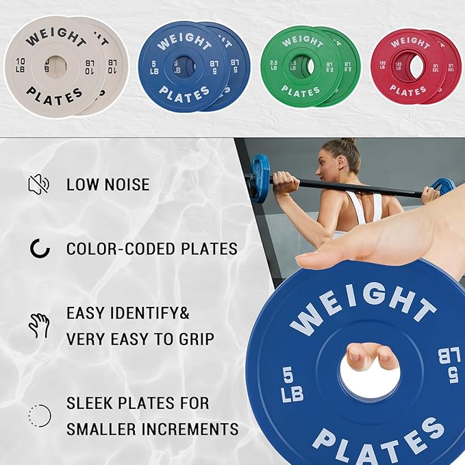2 In Change Plates 1.25LB 2.5LB 5LB 10LB Fractional Weight Plates,Bumper Plates for Weight Lifting,Strength Training Gym Home,Rubber Coating