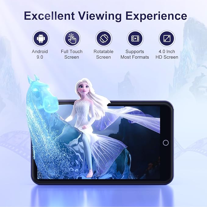 80GB MP3 Player with Bluetooth and WiFi, Android MP3 & MP4 Players with 4" Touchscreen and Speaker, Spotify Music Player with FM Radio, Audible, Amazon Music, Play Store (Purple)