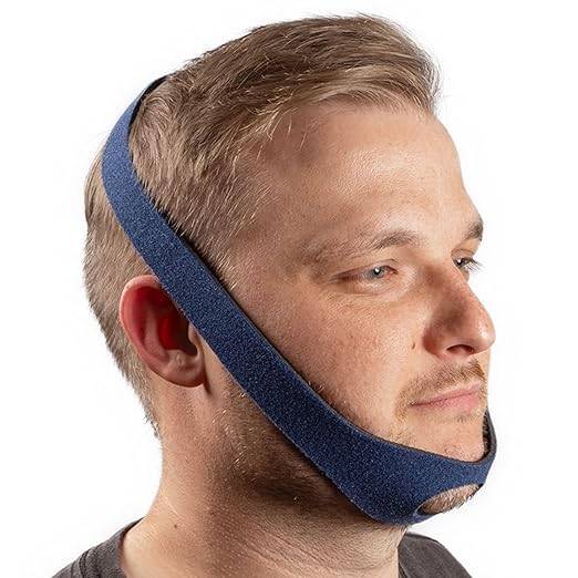 LifeSource Made in USA Anti Snoring Chin Strap for CPAP Users, Chin Strap for Snoring Solution, Breathable, Adjustable, Latex Free, Comfortable Sleep Support for Men & Women, Snoring Support, Navy