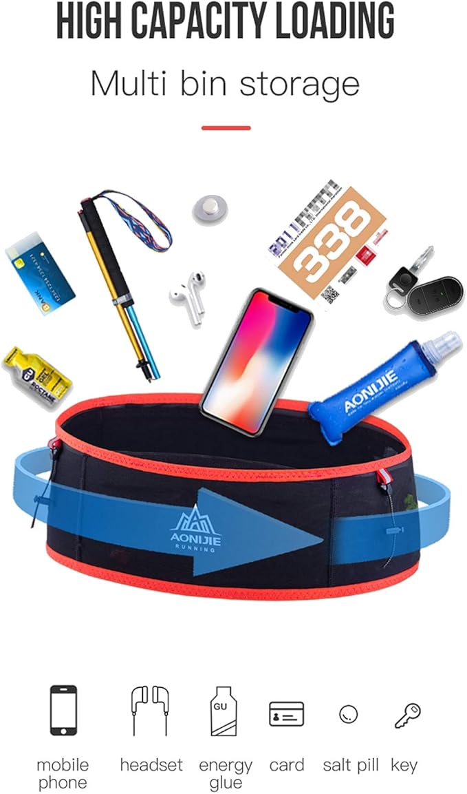 AONIJIE Hydration Belt Running Fanny Pack, with 250ml Soft Water Bottle Flask Phone Holder for Trailing Running Climbing Jogging Cycling Workout Fitness 3 Colors (Red, M/L)