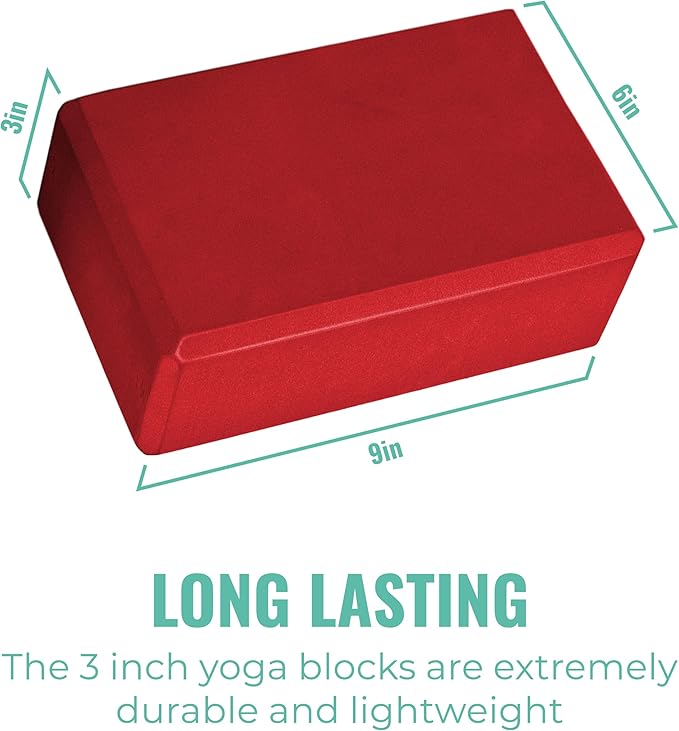 3" Yoga Block, 10 Pack Bulk EVA Foam Yoga Blocks, Firm and Supportive Yoga Brick, Balance Foam for Stretching, Pilates, and Workout, 3" x 6" x 9"