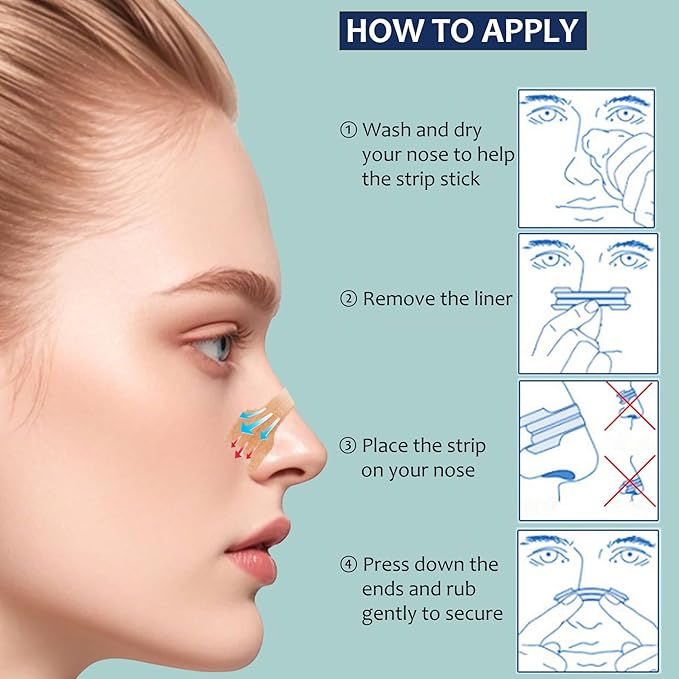 50Pcs Nasal Strips for Snoring, Nose Strips for Breathing, Snoring Aids for Men & Women, Helps Reduce Snoring & Improves Sleep