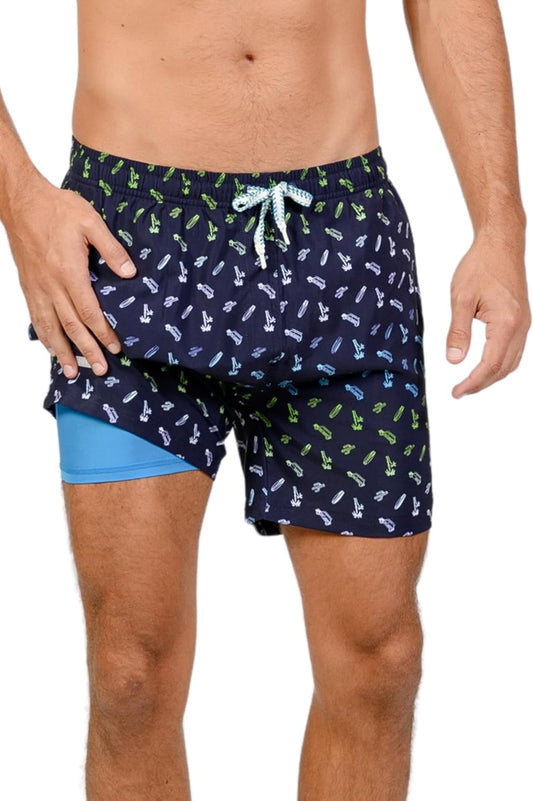 INGEAR Men's Athletic Stretch Workout Shorts Gym Quick Dry Running Trunks Boxer Lining