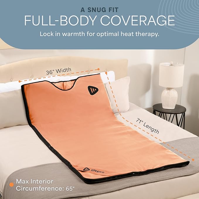 LifePro RejuvaWrap Infrared Sauna Blanket for Detox & Relaxation – Available in 5 Colors & 3 Models – Portable Far Infrared at Home Sauna for Muscle Relief, Circulation & Recovery – 9 Heat Levels