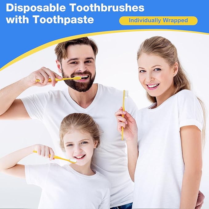 Disposable Toothbrushes with Toothpaste 30 Pack, Travel Size Toothbrush and Toothpaste Set, Bulk Tooth Brush Tooth Paste Kit, Individually Wrapped Travel Toiletries for Homeless, Hotel