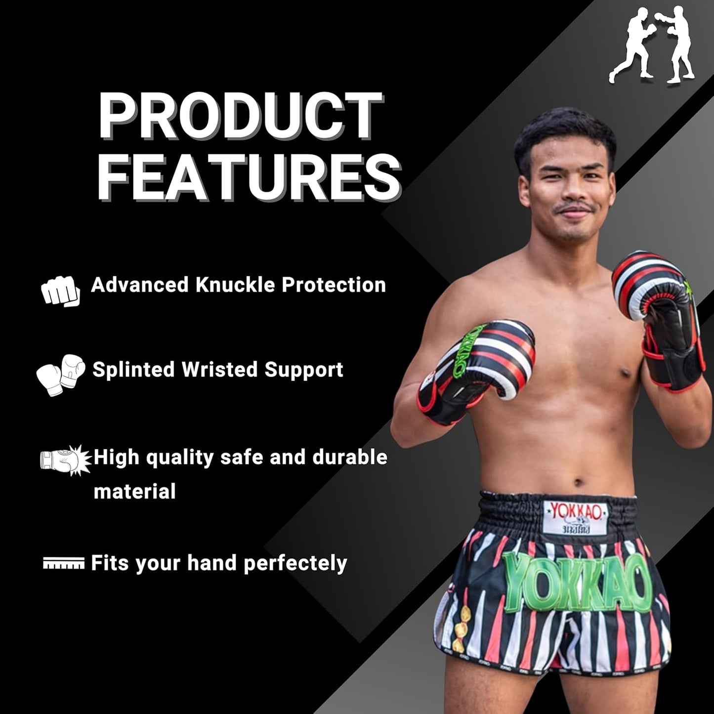 YOKKAO Design Breathable Muay Thai Boxing Glove | Premium Leather Training and Sparring Gloves for Men and Women | Winning Boxing Gloves | Punching Glove