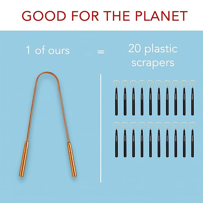 Tongue Scraper • 100% Copper (2 Pack) Premium Tongue Cleaner • Improve Oral Health • Ayurvedic Cleaning Tool