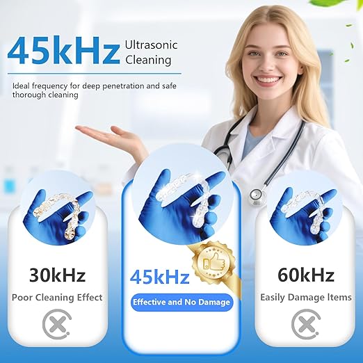 Ultrasonic Retainer Cleaner Machine 45khz Cleaning Pod for Denture Cleaner 200ml Mouth Guard, Aligner, Night Guard, Toothbrush, Jewelry, 4 Cleaning Modes Digital Timer, Gifts for Women, Black