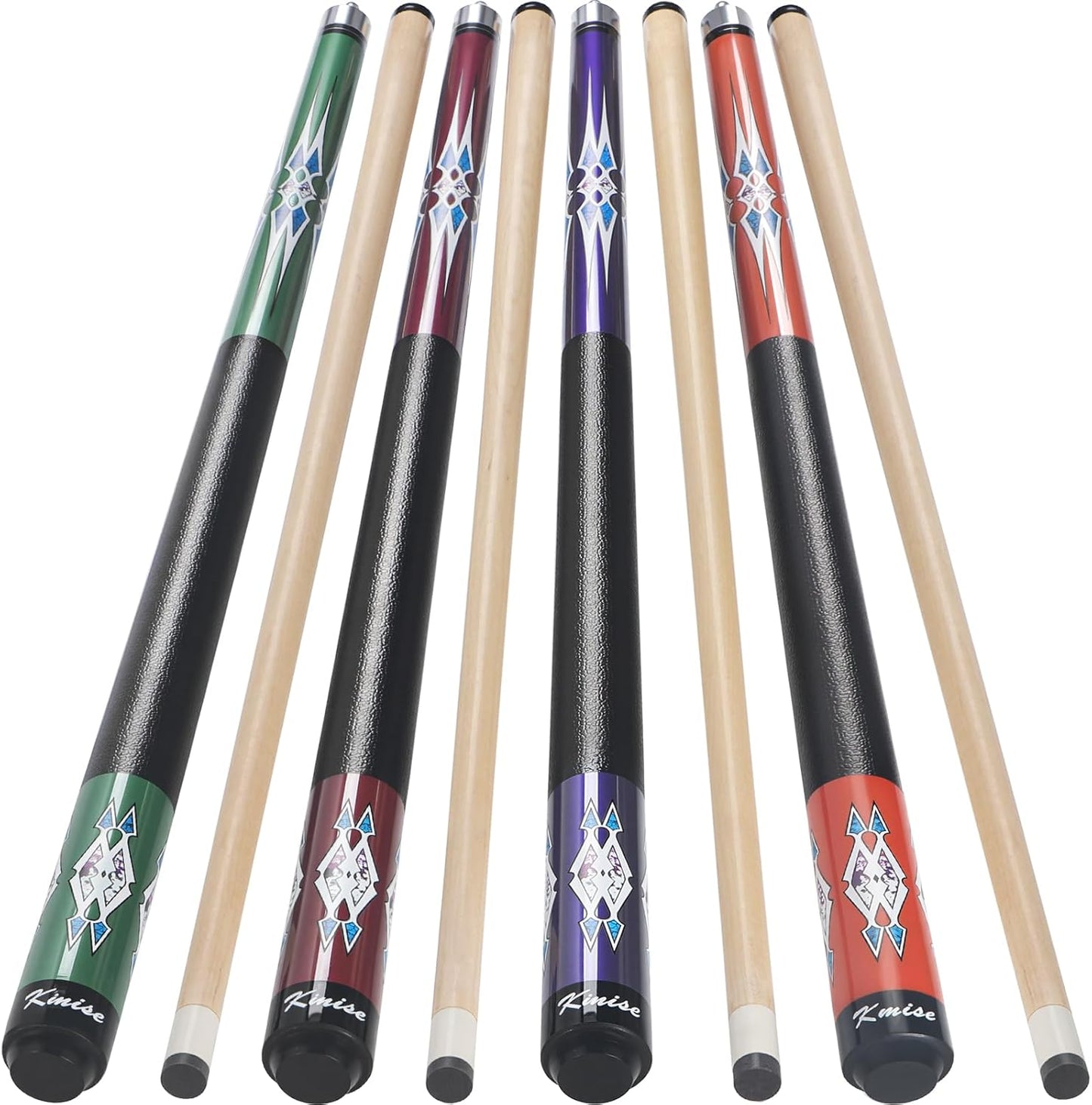 Kmise Pool Cue Stick Set - 58 Inch Pool Cues, 18~21Oz Canadian Maple Professional Billiard Cues Sticks, Pool Sticks for Adults, Multiple Colors, Pool Stick for Bar House Pool Tables Sports