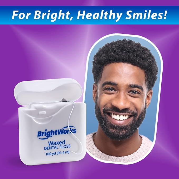 BrightWorks Dental Floss Waxed - 100 Yards (Pack of 4)