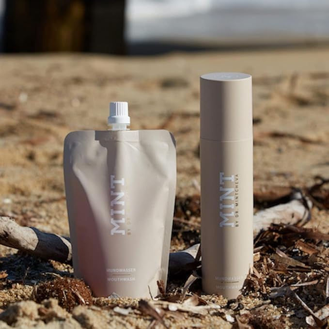 Mint Mouthwash Refill (6.76 fl oz) – Whitening & Gum Care with Hydrogen Peroxide 0,1% – Alcohol-Free – Melon Flavor – Enriched with Vitamin B12, Peppermint Oil & Cucumber Extract – Vegan