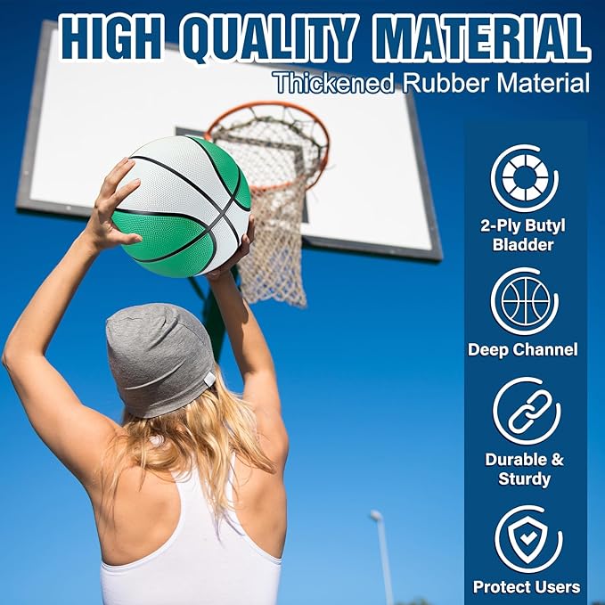 Jenaai 6 Pcs Rubber Basketballs Official Size Bulk Streetballs Multicolor Basket Balls with Pump Plain Basketball Set for Adult Youth Gifts Indoor Outdoor Training Games