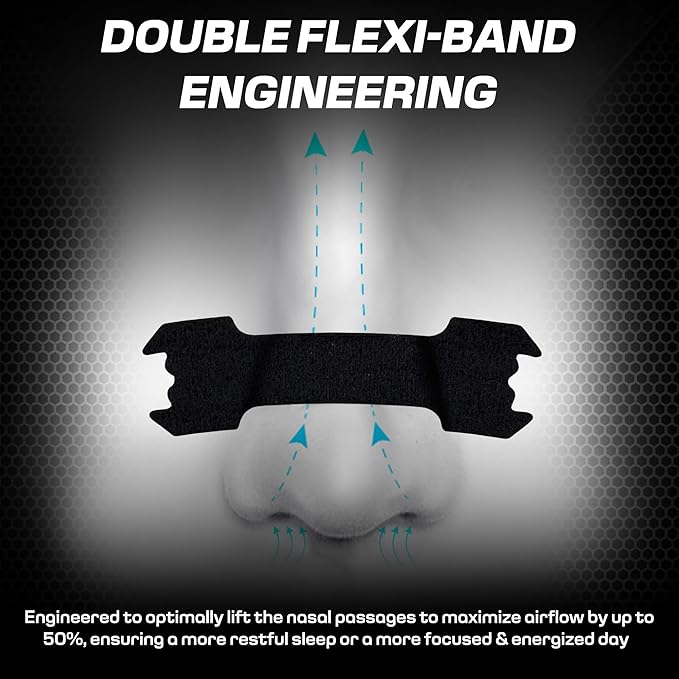 Performance Nose Strips for Breathing (60 Count) - Oil & Sweat Proof Adhesive - Athletic Nasal Strips for Snoring & Sleeping - Improves Oxygen Delivery, Drive, Sleep & Reduces Snoring (Slim Black)