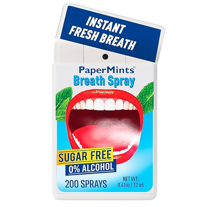 PaperMints Fresh Breath Spray – Ultra-Refreshing Mint Flavor, Sugar-Free Breath Freshener, Easy to Carry, Pocket-Sized Spray for Instant Freshness, 4 Pack x 12ml (Approx. 800 Sprays)