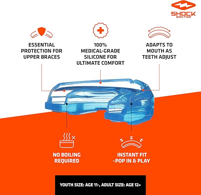 Shock Doctor Mouth Guard for Braces, Pink, Youth