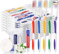100 Set Disposable Toothbrushes with Toothpaste and Soap Individually Wrapped, 100 pcs Toothbrushes 5 Colors with 100 pcs Bar Soap(0.5 oz)