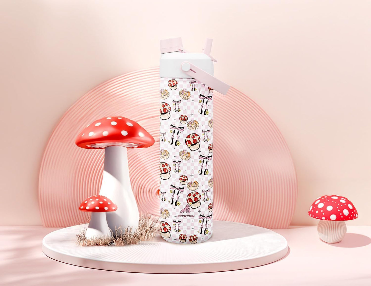 26 oz Insulated Water Bottle with 2-in-1 Straw and Spout Lid, Keep Cold 24H, Leak-Proof, Fits in Car Cup Holder, Stainless Steel Water Bottle for Sports, Travel, Gym, and School (Mushie Belle)