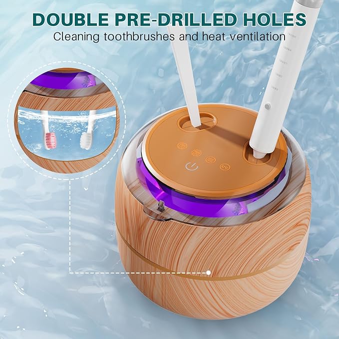 Voraiya Ultrasonic Retainer Cleaner Machine, 360° UV Cleaning Denture Pod, 45kHz Ultrasonic Dental Cleaner Mouth Guard Cleaner for Aligner, Night Guard, Braces, Toothbrush, Jewelry, Ring