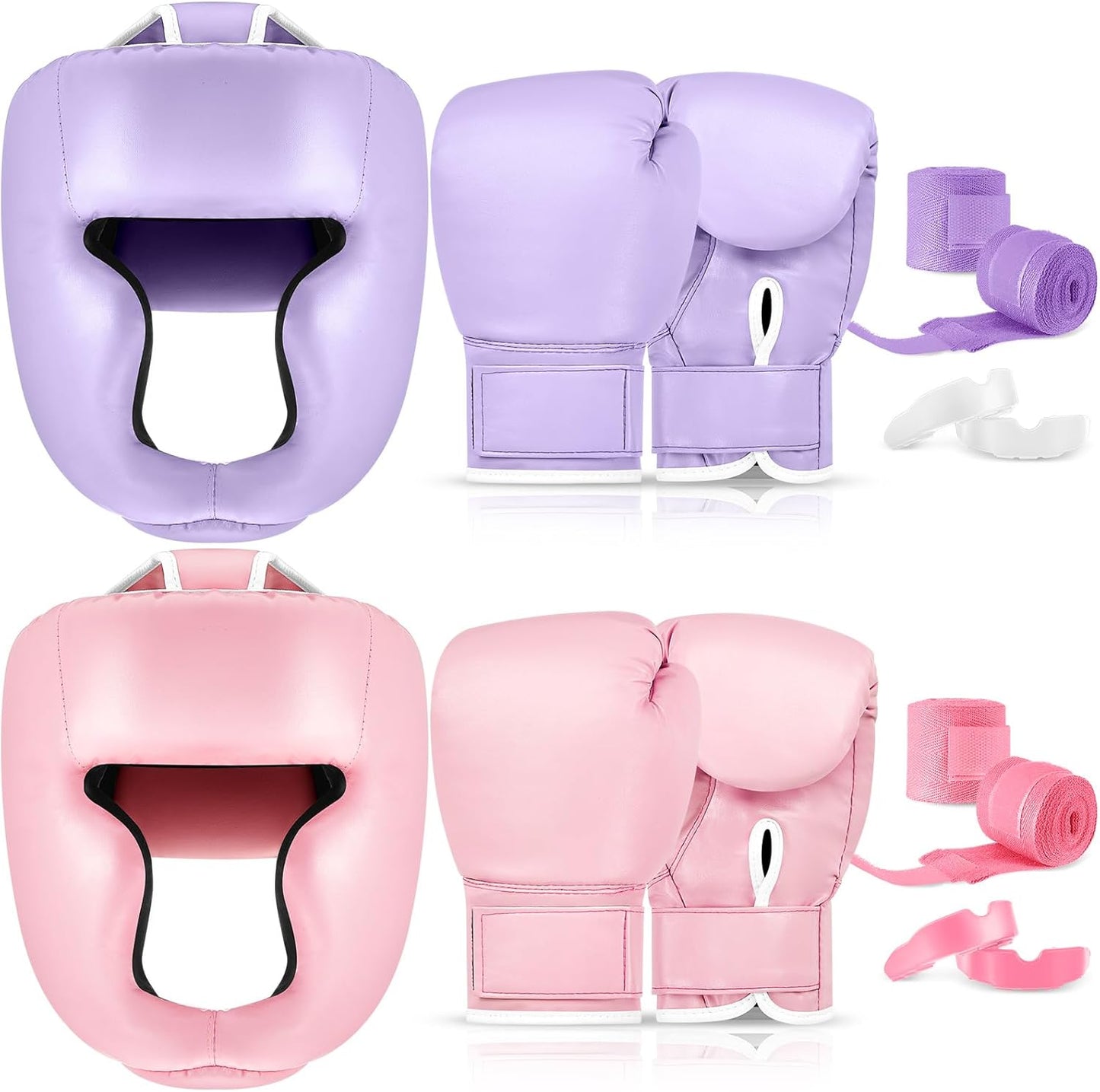 Kanayu 14 Pcs Boxing Set Including 2 Pair of 16 oz Boxing Gloves Headgear Helmet and Hand Wraps Mouth Guards Gifts for Adults Youth Beginners Training Equipment