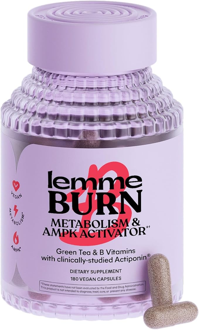 Lemme Burn - Metabolism, Belly Fat Burning + AMPK Activating Supplement for Men & Women w/Clinically Studied Actiponin Gynostemma, Green Tea Extract, Vitamins B6 & B12 - Gluten Free, 180 Count