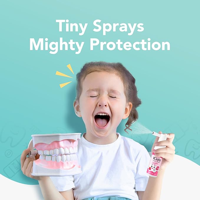 LAB52 Kids Oral Spray, Toddler Toothpaste Helper for Daily Oral Care and Fresh Breath, Children Approved with Fluoride Free for Newborn to Preschoolers, Xylitol (Strawberry & Peach)