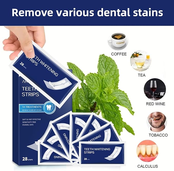 Teeth Whitening Strips,Enamel Safe, 28 Strips for Sensitive Teeth,Professional and Natural Teeth Whitening Kit,14 Treatments