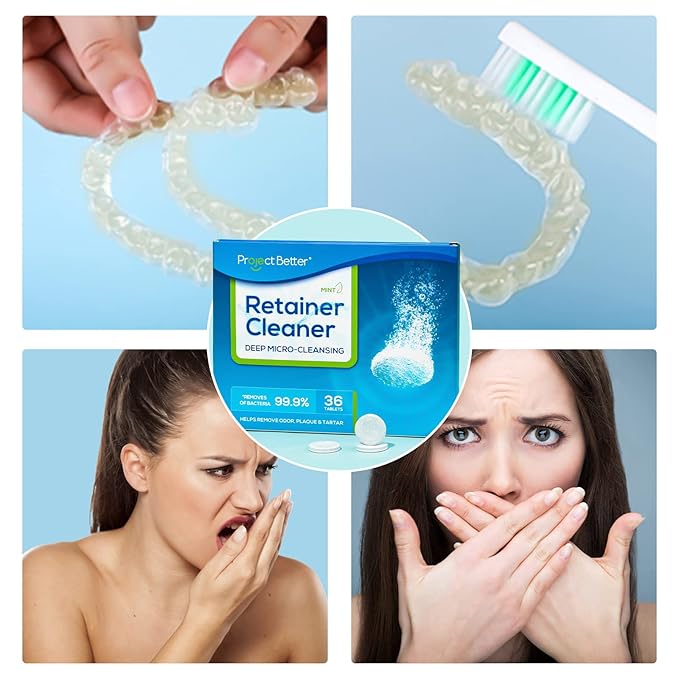 Retainer Cleaner Tablets & Denture Cleaning Tablets for Dental Appliances and Night & Mouth Guard.(36 Counts