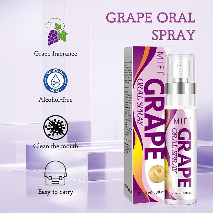 Oral Spray for Adult - Sugar-Free, Breath Freshener Spray, Dry Mouth Spray, Fights Bad Breath, Compact and Portable (Grape Flavor*2Pack)
