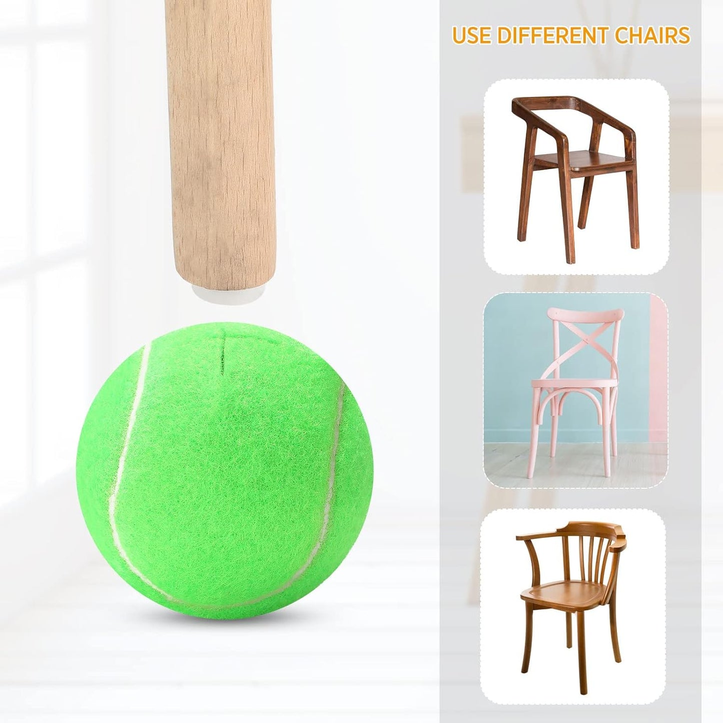 Macarrie 16 Pieces Precut Tennis Balls for Chairs Tennis Ball Chairs Foot Covers for Furniture Leg for Classroom Floor Protection Chair Desk Legs Coverings(Light Green,6.4 cm)