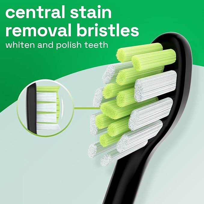Brushmo Whitening Replacement Toothbrush Heads Compatible with Philips Sonicare DiamondClean HX6062/65, Black, 8 Pack