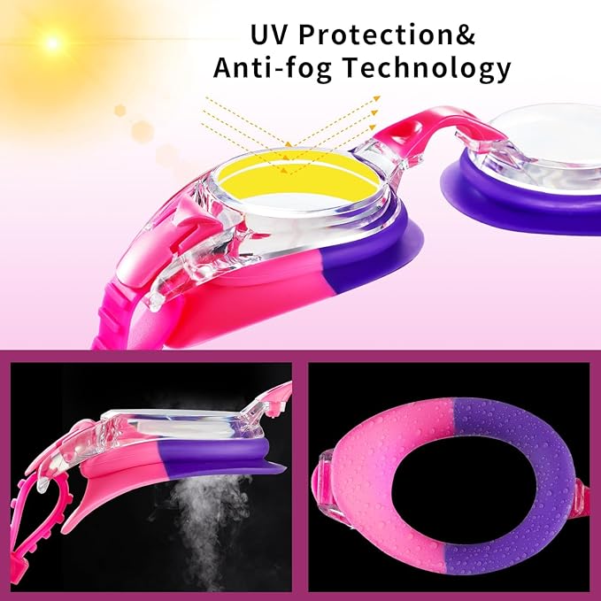 Aegend 2 Pack Kids Goggles, Swimming Goggles for Kids Age 4-16 Boys and Girls Youth, Anti-Fog Waterproof Anti-UV Pool Goggles