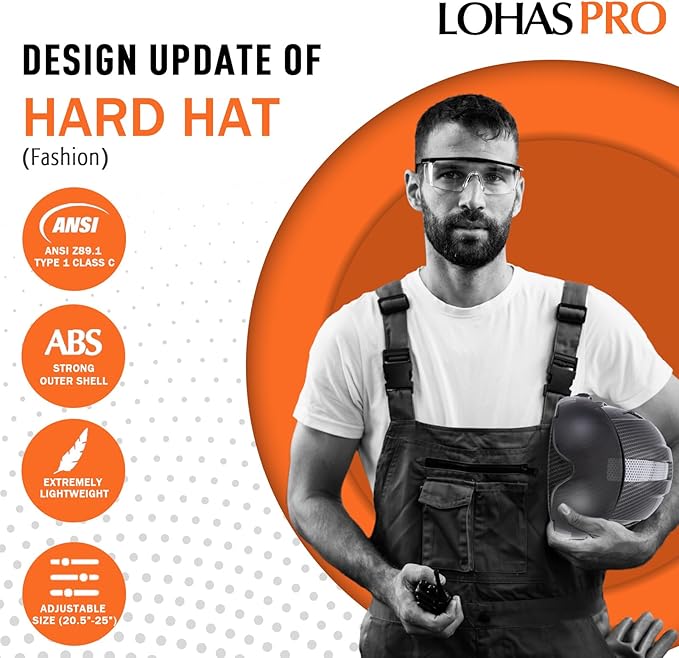 LOHASPRO Arborist Forestry Helmet Safety Hard Hat with Visor and Ear Muffs Carbon Fiber Hard Hat for Logging Chainsaw Helmet Mowing(Black Graphite Pattern with Smoked Visor+Earmuffs)